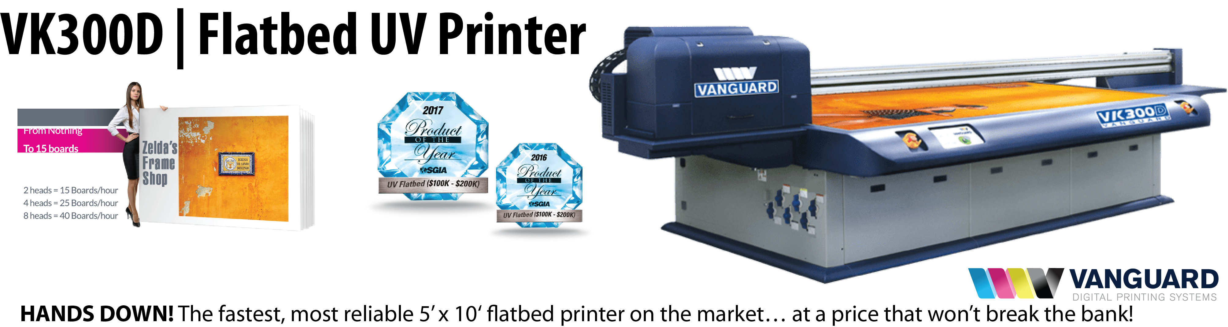 Vanguard Digital Printing Systems VK300D Series 5 X 10 Flatbed UV Printer Printers Hardware