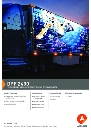 Brochure For Arlon DPF 2400 Calendered Vinyl PSA Print Media