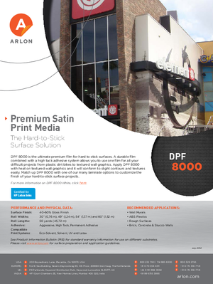 Brochure For Arlon DPF 8000 Calendered Vinyl PSA Print Media
