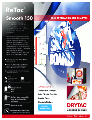 Data Sheet For Drytac Smooth 150 ReTac Wall PSA Print Media