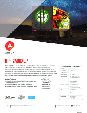 Brochure For Arlon DPF 2400XLP Reflective Cast Vinyl PSA Print Media