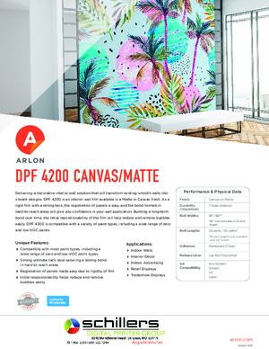 Brochure For Arlon DPF 4200 Wall PSA Print Media