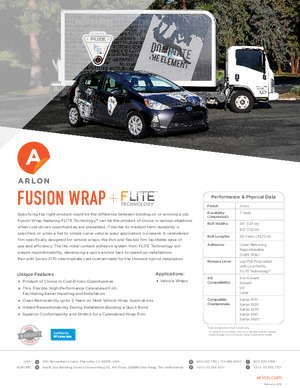 Brochure For Arlon Fusion Wrap Calendered Vinyl PSA Print Media