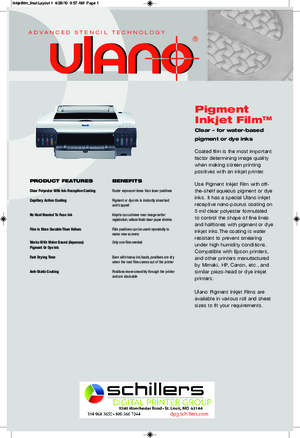 Brochure For Ulano Screen Positive Clear Film Print Media