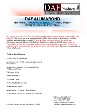 Data Sheet For DAF Alumabond Floor PSA Print Media