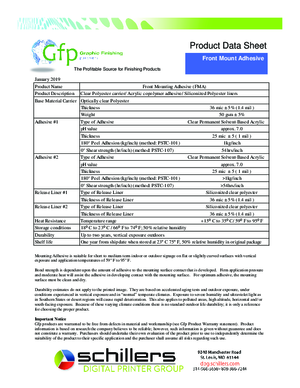 Data Sheet For Graphic Finishing Partners FMA Front Mount Optically Clear PSA
