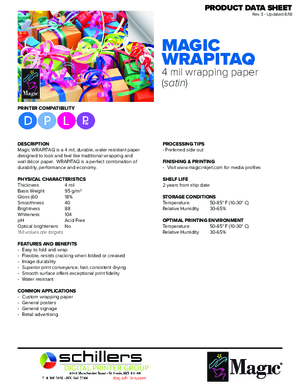 Data Sheet For Magic Brand WRAPITAQ Wraping Paper Print Media