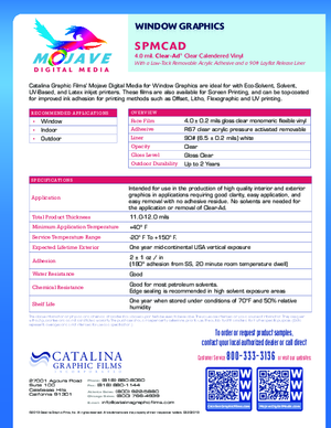 Data Sheet For Mojave Digital Media SPMCAD CLEAR AD PSA Print Media