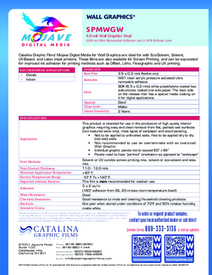 Data Sheet For Mojave Digital Media SPMWGW Wall PSA Print Media