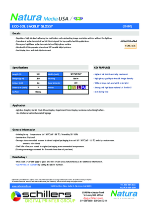Data Sheet For Natura Media ES680 Eco Sol Premimum Backlit Print Media