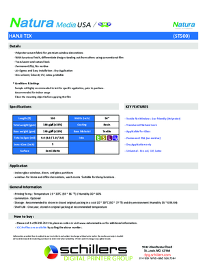 Data Sheet For Natura Media Hanji Tex for Windows ST500 Window PSA Print Media