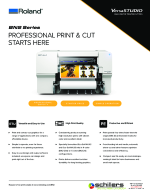 Data Sheet For Roland DGA Printer Cutter BN2 Printers Hardware