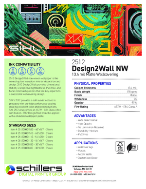 Data Sheet For Sihl design2wall Printable Wallpaper