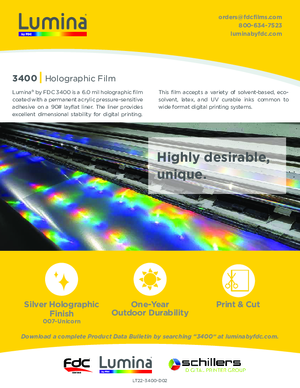 Fact Sheet For Lumina 3400 Holographic Prismatic Vinyl PSA Print Media