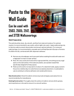 Installation Guide For Sihl design2wall Printable Wallpaper