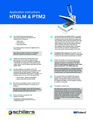Instructions For Roland DGA ESM HTGLM Printable Heat Transfer Film